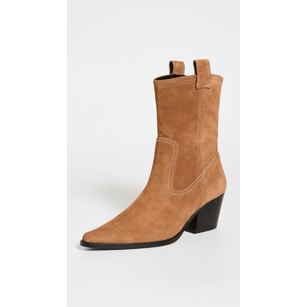 NEW STAUD June Boots Ankle Cowboy Western Tan Suede Leather EU 42 US 12 $450